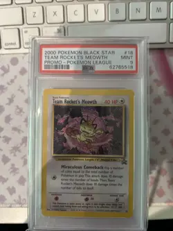 PSA 9 2000 Team Rocket's Meowth 18 Black Star Promo Pokemon Card - Mint! - Image 1