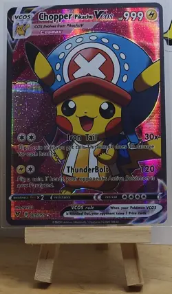 Pikachu VCos Chopper Pika One Piece Custom ACG Card Holo Foil Anime 009/055 - Image 1