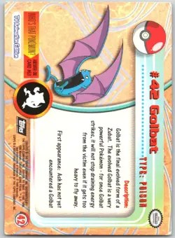 Golbat #42 Topps Trading Cards Series 1 Pokemon LP - Image 2