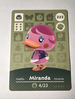 222 Miranda Amiibo Card 222 Series 3 Animal Crossing Nintendo Switch NA Region - Image 1