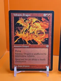 🔴🔴🔴 (4) 1996 MAGIC THE GATHERING VOLCANIC DRAGON MIRAGE UNPLAYED 🔴🔴🔴 - Image 2
