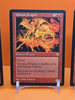 🔴🔴🔴 (4) 1996 MAGIC THE GATHERING VOLCANIC DRAGON MIRAGE UNPLAYED 🔴🔴🔴 - Image 3