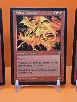🔴🔴🔴 (4) 1996 MAGIC THE GATHERING VOLCANIC DRAGON MIRAGE UNPLAYED 🔴🔴🔴 - Image 4