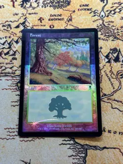 MTG Magic the Gathering - Forest (349) - Foil - Odyssey - Print Line Error NM - Image 1
