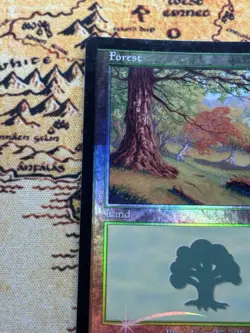 MTG Magic the Gathering - Forest (349) - Foil - Odyssey - Print Line Error NM - Image 2