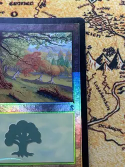 MTG Magic the Gathering - Forest (349) - Foil - Odyssey - Print Line Error NM - Image 3