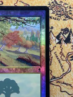 MTG Magic the Gathering - Forest (349) - Foil - Odyssey - Print Line Error NM - Image 4