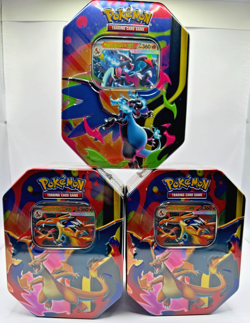 Pokemon Mega Charizard EX Tin Set Sealed Charizard X and Y + Extra Charizard Y - Image 1