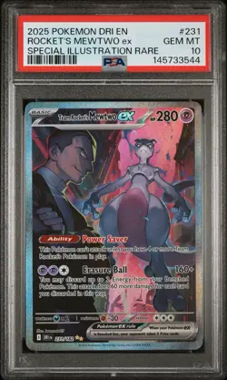 2025 POKEMON DRI EN-DESTINED RIVALS #231 TEAM ROCKET'S MEWTWO EX PSA 10 - Image 1
