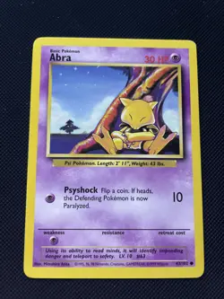 ABRA COMMUNE - POKEMON 43/102 BASE SET EXCELLENT ENGLISH - Image 1