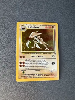 Pokemon TCG Kabutops Fossil Holo Rare Unlimited English 9/62 1999 Card - Image 1