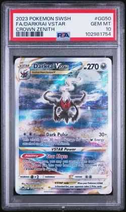 PSA 10 Darkrai Vstar GG50 Pokemon Sword And Shield Crown Zenith 2023 - Image 1