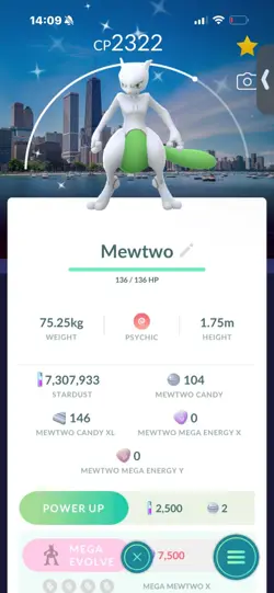 Pokemon Go Shiny Legendary Mewtwo ( Chicago Background) - Image 1