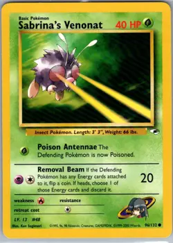 Sabrina's Venonat 96/132 Common Gym Heroes Pokemon Unlimited Near Mint - Image 1
