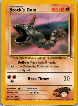 Brock's Onix 69/132 Common Gym Heroes Pokemon Unlimited Near Mint - Image 1