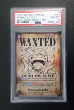 ONE PIECE Monkey D. Luffy OP05-119 Wanted Poster Alternate Art PSA GEM MINT 10 - Image 1