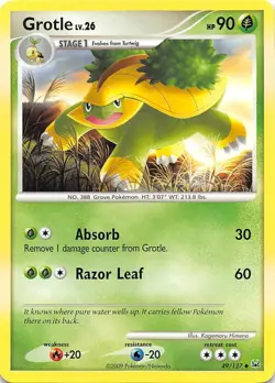 GROTLE 49/127 - NON-Holo - UNCOMMON - PLATINUM - 2009 NINTENDO Pokemon Card - NM - Image 1