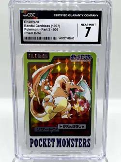 Charizard #006 Bandai Carddass 3 Prism Holo 1997 Japanese Pokemon Card CGC 7 NM - Image 1