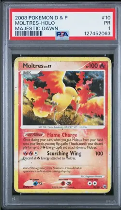 PSA 1 Pokemon 2008 Diamond & Pearl Majestic Dawn Moltres Holo Card 10/100 - Image 1