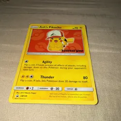 Ash’s Pikachu SM109 Non Holo Ultra Rare Promo Pokemon Card LP - Image 1