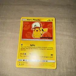 Ash’s Pikachu SM109 Non Holo Ultra Rare Promo Pokemon Card LP - Image 2