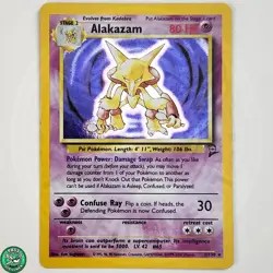 Pokemon TCG Alakazam 001 Base Set 2 Holo Swirl LP Light Play - Image 1