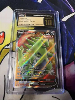 CGC 10 PRISTINE Tyranitar V 154/163 Full Art Pokemon Battle Styles - Image 1