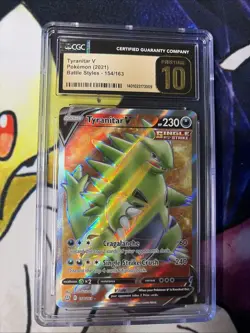 CGC 10 PRISTINE Tyranitar V 154/163 Full Art Pokemon Battle Styles - Image 2