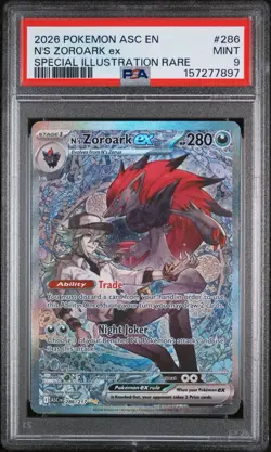 N's Zoroark ex PSA 9 Me: Ascended Heroes SIR Holo 286/217 2026 EN - Image 1
