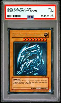 2002 YU-GI-OH! STARTER DECK: KAIBA #001 BLUE-EYES WHITE DRAGON PSA 7 - Image 1