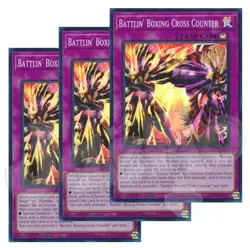 Yugioh Battlin' Boxing Cross Counter x 3 - 1st Edition Super Rare NM - Free Holo - Image 1