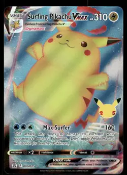 Pokemon Cards Surfing Pikachu VMAX 009/025 Celebrations Holo VMAX Rare NM - Image 1