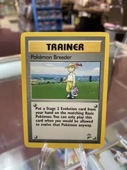 Pokemon Breeder 105/130 Trainer Base Set 2 NON-HOLO Rare Pokemon Card LP - Image 1