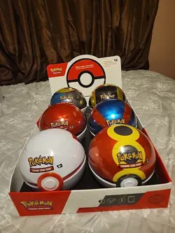 Display case (6 total sealed pokeballs) Pokemon PokeBall Sealed Tins E25 & D25 - Image 1