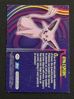 Glossy RARE Pokemon Espeon 196 Topps Johto League Champions 1st Ed Blue - Image 2
