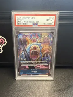 2025 ONE PIECE ENGLISH VERSION 2ND ANNIVERSARY SET #051 BUGGY PSA 10 - Image 1