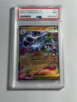 2025 Pokemon Phantasmal Flames 013 MEGA CHARIZARD X EX PSA 9 - Image 1