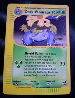 ✨ Dark Venusaur Winner Gold Stamp #7 Best of Game NM Reverse Holo Pokemon - Image 1
