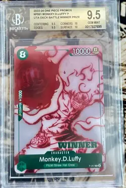 BGS 9.5 Monkey.D.Luffy Winner Uta P-061 One Piece Promotion English - Image 1