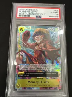 2025 ONE PIECE PROMOS ILLUSTRATION BOX VOL.3 #109 MONKEY D. LUFFY PSA 10 - Image 1