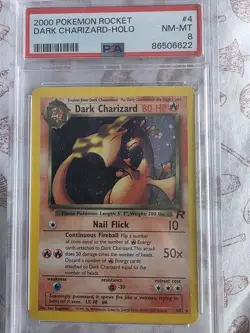 Pokemon Dark Charizard Holo Card 4/82 Team Rocket WOTC, PSA 8 - Image 2