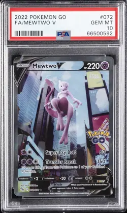 2022 POKEMON GO #072 FULL ART/MEWTWO V PSA 10 - Image 1