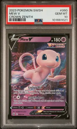 2023 POKEMON SWORD & SHIELD CROWN ZENITH #060 MEW V PSA 10 - Image 1