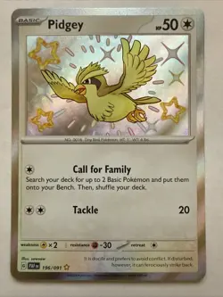 Pidgey - 196/091 - Pokemon Paldean Fates Shiny Rare Card NM - Image 1