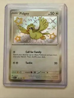 Pidgey - 196/091 - Pokemon Paldean Fates Shiny Rare Card NM - Image 3