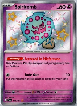 Pokemon Card - Spiritomb Paldean Fates 158/091 2024 Shiny Rare Holo Near Mint - Image 1