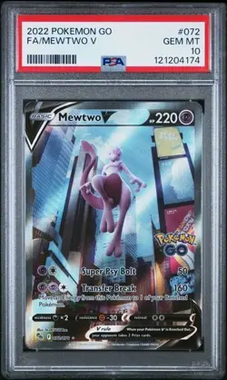 PSA 10 2022 Pokemon Go Mewtwo V Full Art Gem Mint Card 072/078 - Image 1