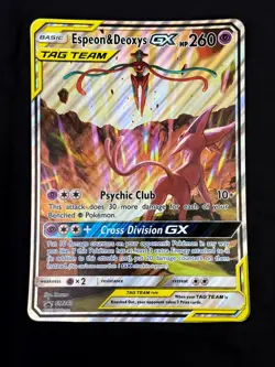 Pokemon TCG Jumbo Espeon & Deoxys GX SM240 Black Star Promo Card - Image 1