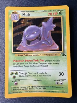 Pokemon TCG Muk Fossil 13/62 Holo Unlimited Holo Rare Vintage WOTC MP - Image 2