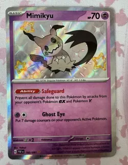 Pokemon TCG Mimikyu 160/091 SV Paldean Fates Shiny Rare Holo Basic 70 HP EN - Image 1